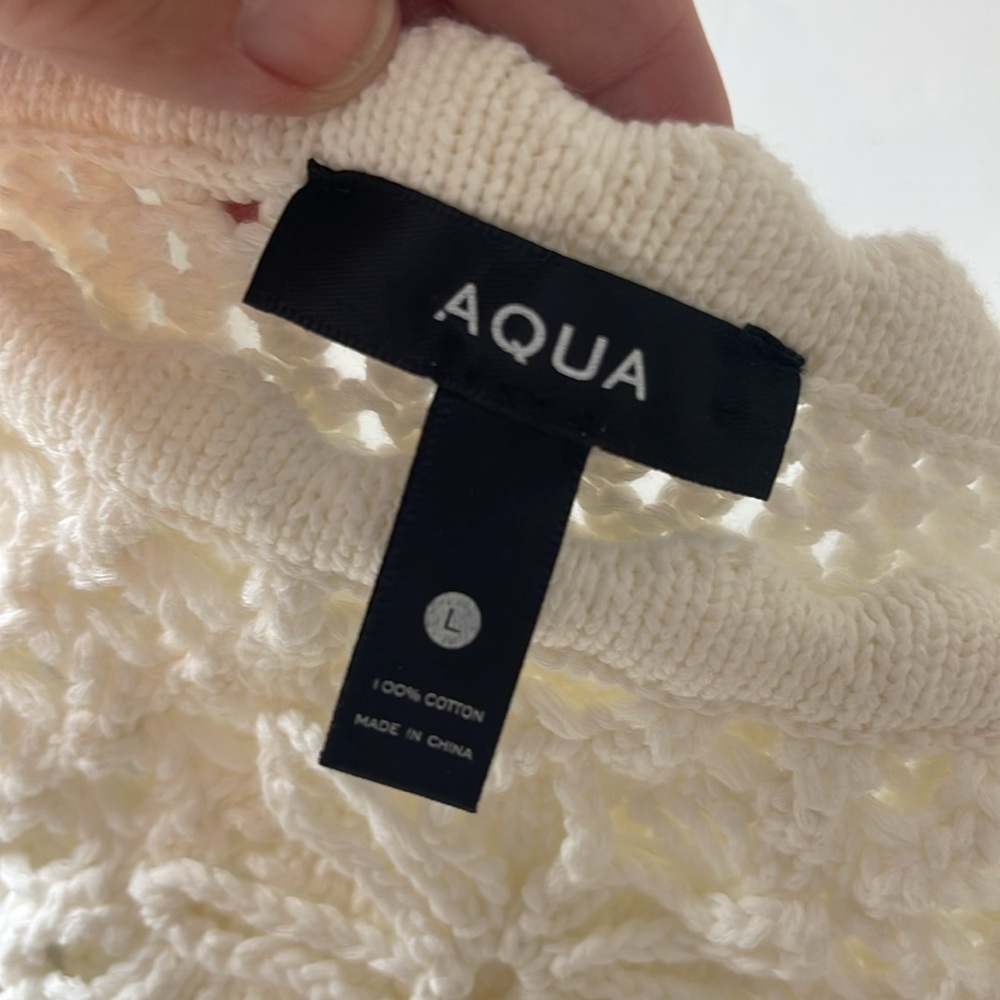 Aqua Crochet Open Weave Cropped Top White Large - Picture 12 of 12